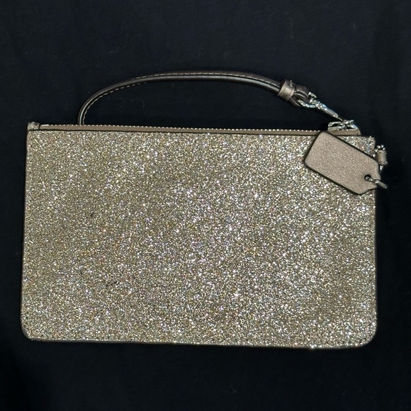 Coach Gold glitter wristlet EUC